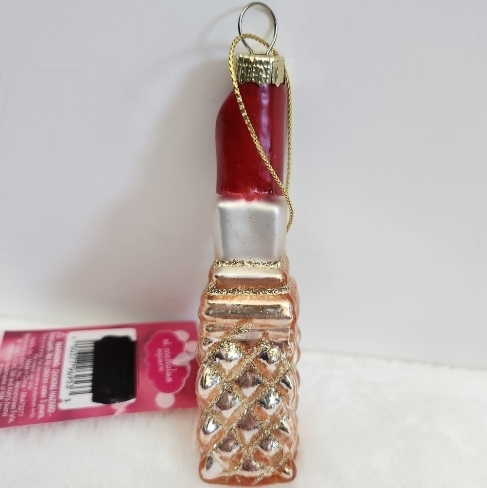 St Nicholas Square Festive Fun Glass Glitter Lipstick Christmas Holiday Ornament - Picture 5 of 12